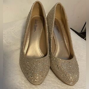 Silver Slipper Sparkling Beige Heels